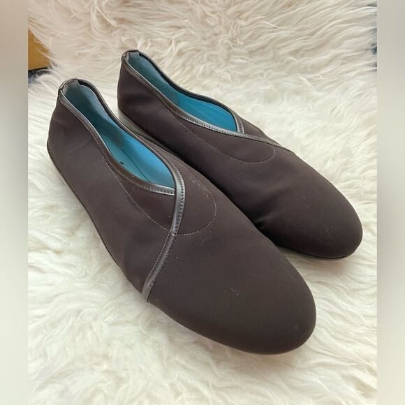 Thierry Rabotin Microfiber/Nappa Trim Flats Brown 7 - Picture 1 of 10